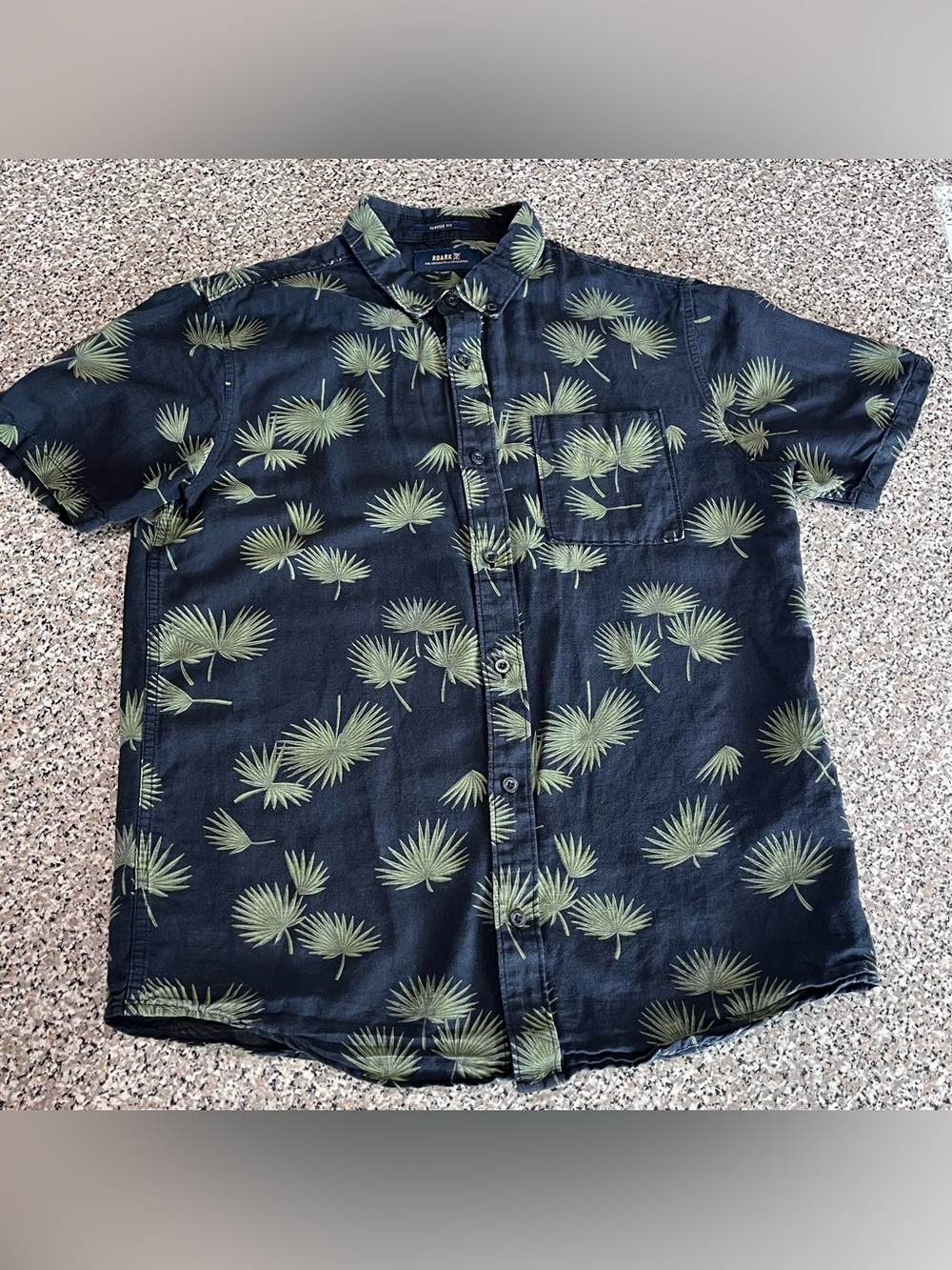 Roark Palms Tropical Cotton/ Linen Button Down Shirt Sleeve Mens Small